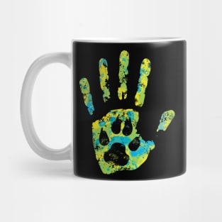 Pet Lovers Paw and Hand Print Splatter Paint Mug